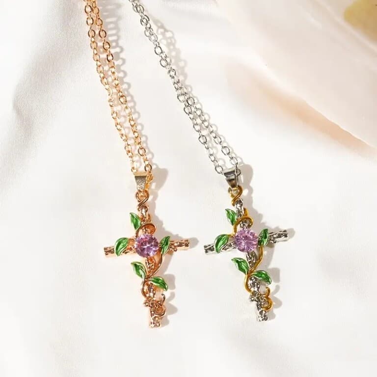 Vintage keresztes medál nyaklánc - Image 2