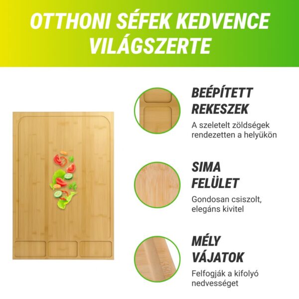 BambooCraft™ - Extra Nagy Bambusz Vágódeszka Levehető Lábakkal - Image 3
