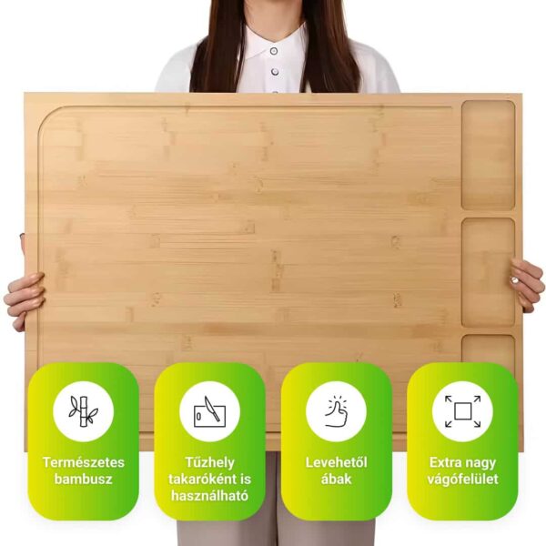 BambooCraft™ - Extra Nagy Bambusz Vágódeszka Levehető Lábakkal - Image 4